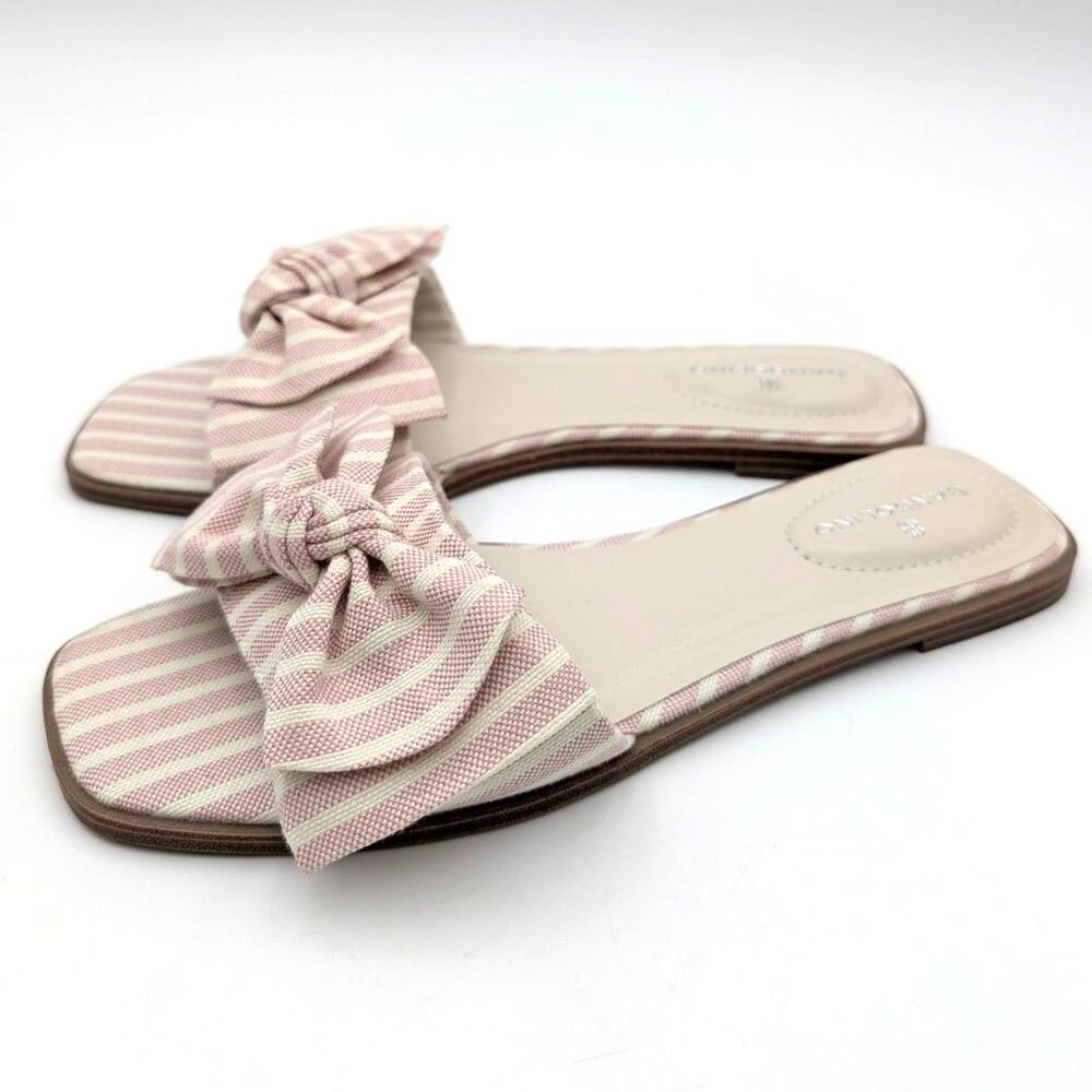 Bandolino Violeta Slide Sandals Women's Light Pink Stripe Size US8M EU38
